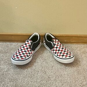 Vans Off The Wall White/Red/Black Checkered Slip-on Shoes, UNISEX - Size 3 (GUC)